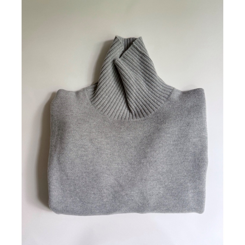 Peter Millar Crown Crafted Men's L Gray Merino Wool Cashmere Turtleneck Sweater